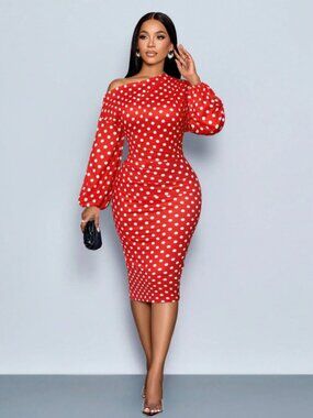 Women’s Arwen Long Sleeve Polka Dot Bodycon Dress